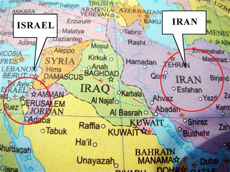 map of israel and iran